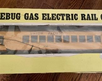 Doodlebug Gas Electric Rail Car in box; Railroad, train, locomotive collectibles