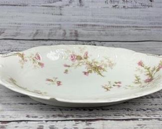 Antique Haviland Co Limoges Oval Serving Dish Trinket Bowl Pink Roses
