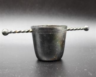 Antique Portuguese Pewter Drink Measuring and Mixing Cup