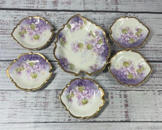 Lavender Floral Violets Ceramic Serving Plates Saucers Teabag Lemon Butter Pats