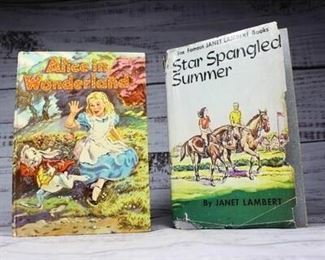 Pair of Vintage Antique Books Alice in Wonderland and the Star Spangled Summer