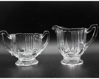 Pair of Vintage Mini Creamer Open Lid Sugar Tea Glassware by Fostoria