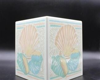 Retro Plastic Tissue Kleenex Box Cover Pastel Seashell Pattern