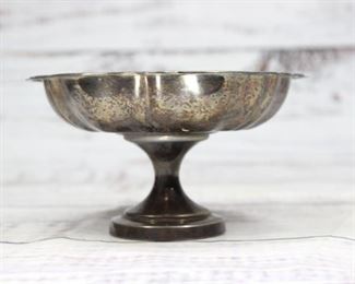 Small Silver Plate Pedestal Compote Trinket Dish