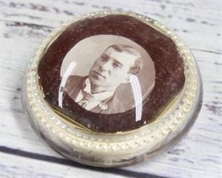 Vintage Antique Glass Paper Weight Orb Memoir with 19th Century Photograph