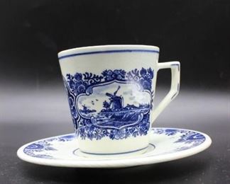 Vintage Blue White Delfts Demitasse Teacup and Saucer