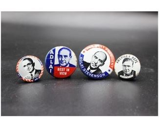 Vintage Collectible Cracker Barrel Reproduction Political Pin Lot of 4 Buttons Truman Adlai Willkie