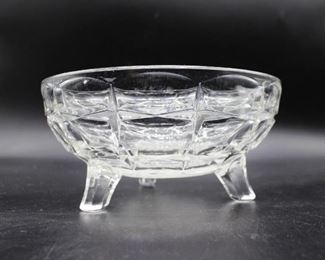 Vintage Crystal Glass Grapevine Pattern Footed Bowl