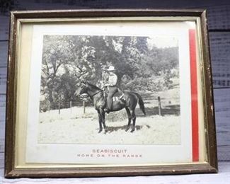 Vintage Framed Photograph Seabiscuit Home on the Range