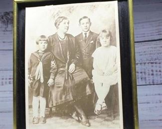 Vintage Framed Reproduction Photograph of Family