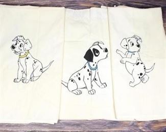 Vintage Lot of Disney 101 Dalmatians Hand Stitched Curtain Panels