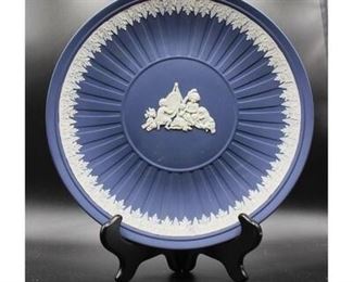 Vintage Made in England Dark Blue Jasperware Collectible Decorative Plate by Wedgwood