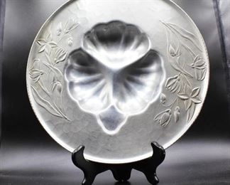 Vintage Pewter Floral Decorative Shallow Bowl