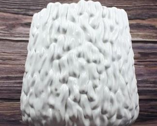 Vintage Retro Textured White Ceramic Planter