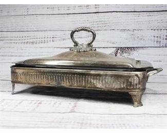 Vintage Silverplate Casserole Dish Holder with Lid