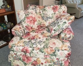 Fluffy overstuffed Floral Chair - or is a chair and a half? 