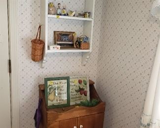 Cute Country Cabinet - and don't forget the sweet shelf above.