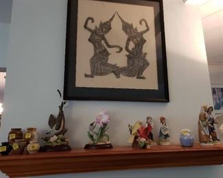 GREAT Thai Print - vintage figurines and Alabaster vases (on left).