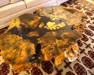 Dramatic Unique Burled Wood Coffee Table