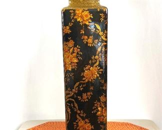 Elegant Black Floral Cong Form Vase