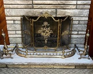 Fireplace Screen, Fender And Andirons