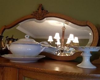 A closer look at the sideboard's mirror