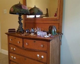 Antique oak dresser with mirror