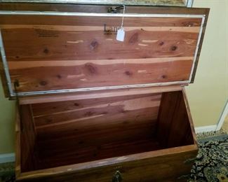 The inside of the blanket chest is lined with cedar