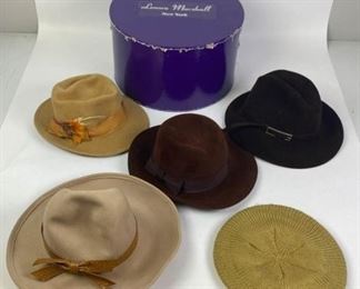 49	Grouping of 5 Vintage Hats	Lot of hats including Burberrys, Lord and Taylor, B. Altman & Co., Adolpho II, Betmar New York, all with signs of wear consistent with use and age
