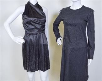 70	Geoffrey Beene Halter Sparkle Dress and Trace	Geoffrey Beene Halter Sparkle Dress - approximately a size 6 and Trace long sleeve mod dress with firework design - size 40
