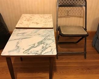 Childs Folding Chair and Two Tables