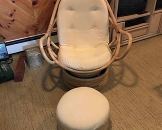 Circa 70s Bamboo Bentwood Chair Ottoman