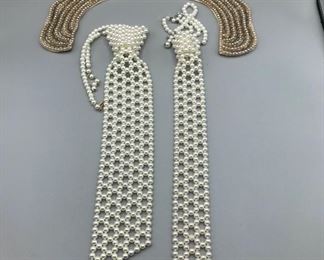 Faux Pearls Collar and Neck Ties Lot