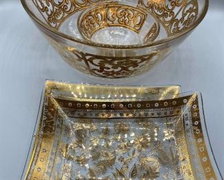 Georges Briard Chip And Dip Serving Set Gold Design