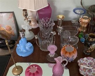 Large selection of vintage pottery and glass.