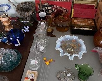 Large selection of vintage pottery and glass.