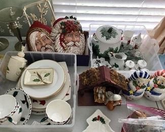 Vintage Christmas china and decor by Lefton and others.