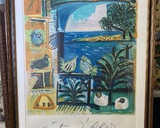 Picasso, “Cote D’Azur,” litho poster in colors, stone signed.