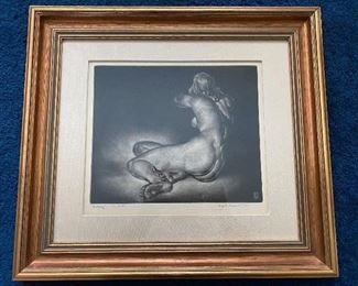 Reynold Weidenaar mezzotint, signed in pencil, titled “Soliloquy”.