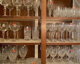 Large selection of Gorham crystal barware and stemware.