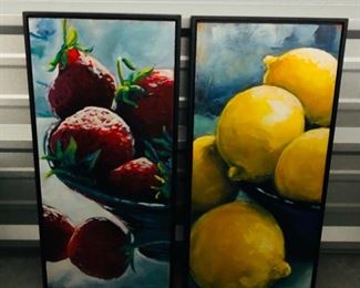 Kay Krapohl signed original still-life paintings. Each 13" x 27". Lemons $400. Strawberries $400. 