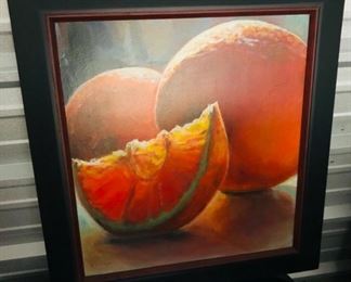 Kay Krapohl original, signed still life "Oranges" framed 30" x 32".  $700