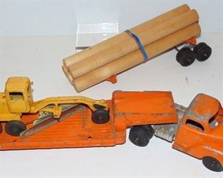 VINTAGE HUBLEY TOY TRUCK - ROAD GRADER / LOG HAULER, circa 1950's, DODGE