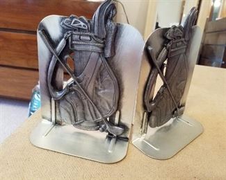 Pewter, gold bookends