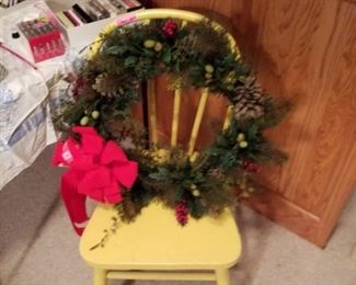Yellow chair and wreath