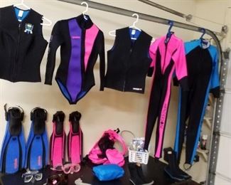 Scuba/snorkel wetsuits and more