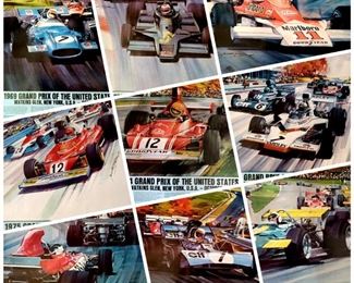 Vintage Gran Prix Watkins Glen NY posters featuring Michael Turner artwork 