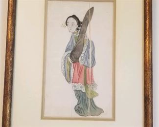 Framed oriental style print - Chinese lady