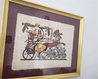 Framed Egyptian papyrus picture