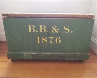 New England painted chest, “B.B.&S. 1876“